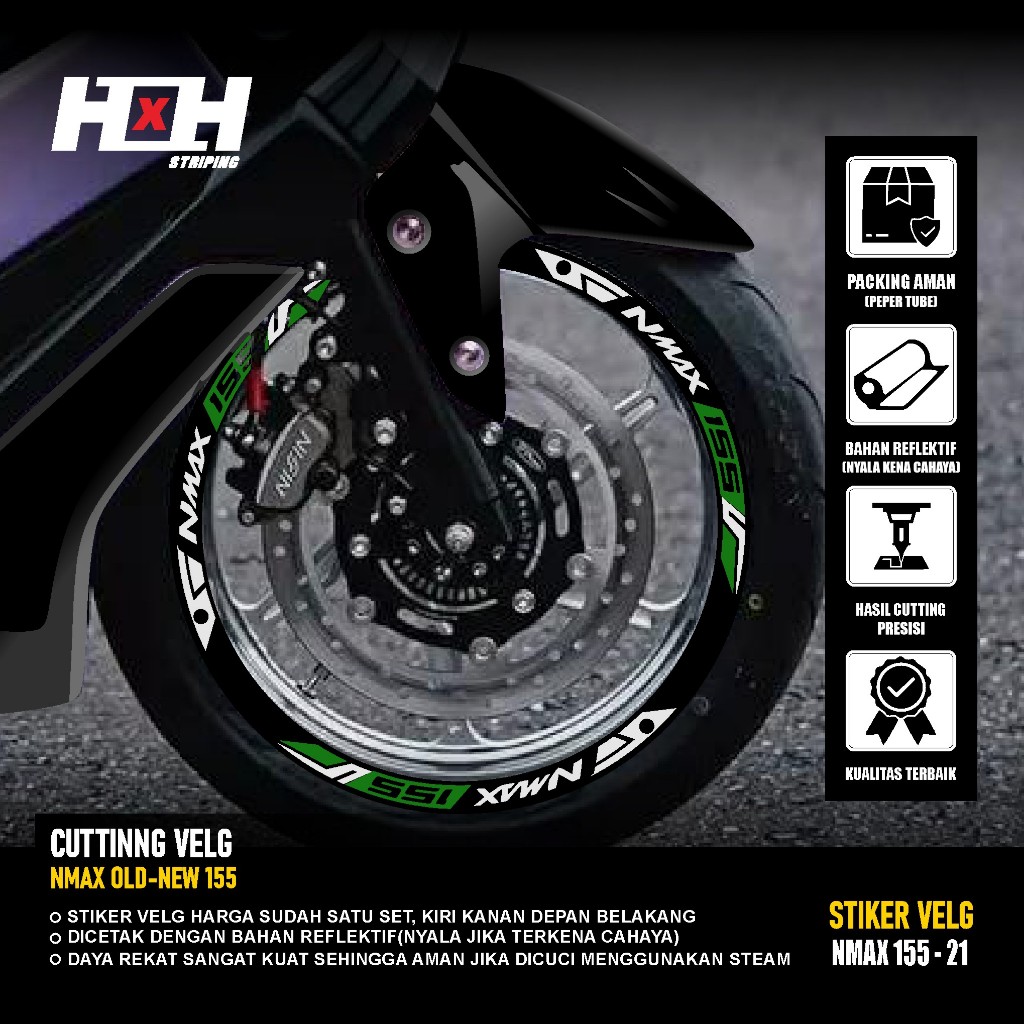 (COD) Cutting Sticker Velg yamaha Nmax 155 turbo connected Stiker Lis Variasi Ban velk nyala 21