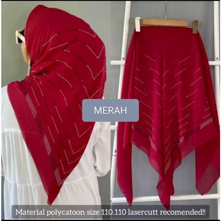 Jilbab Segi Empat Payet Swarovski Premium Kerudung Muslim