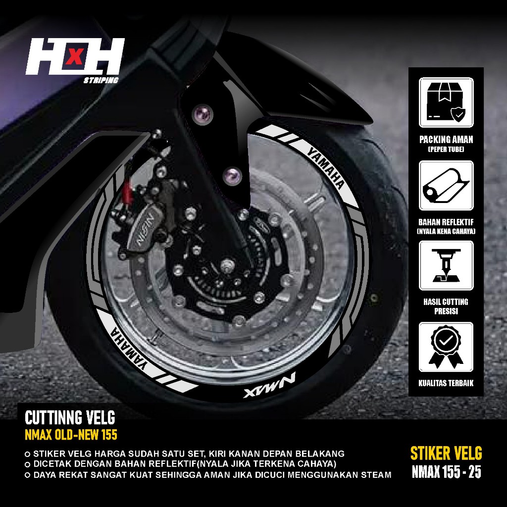 (COD) Cutting Sticker Velg yamaha Nmax 155 turbo connected Stiker Lis Variasi Ban velk nyala 25