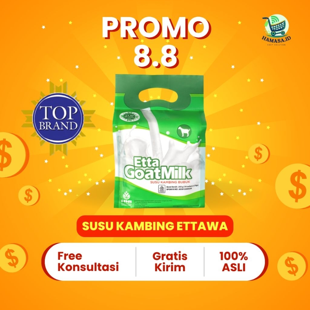 

etta goat milk | susu kambing ettawa hpai | susu kambing hni | top brand | peninggi | penggemuk | batuk rejan | tbc | bronchitis | flek paru | asma | EXP JUNI 2027