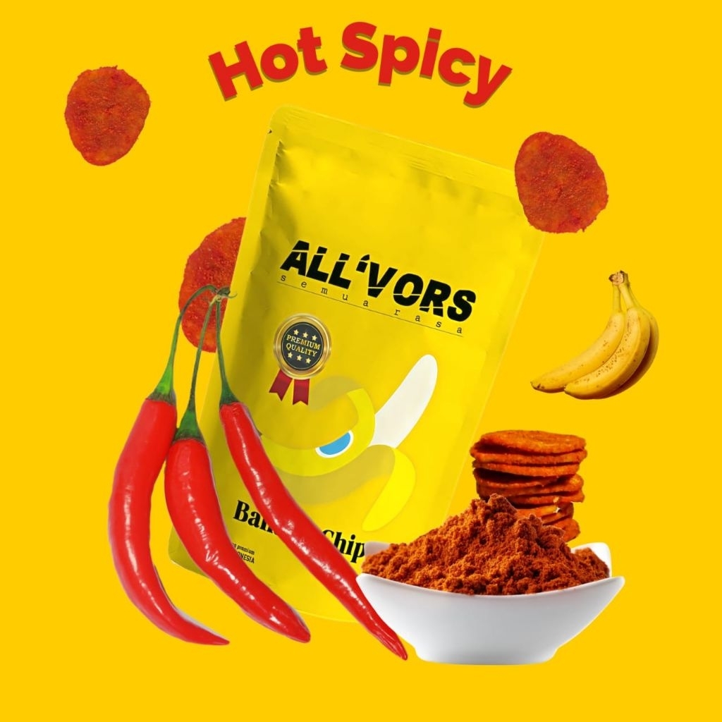 

keripik pisang All'vors 90gr all varian hot spicy banana chips premium cocok untuk santay bareng