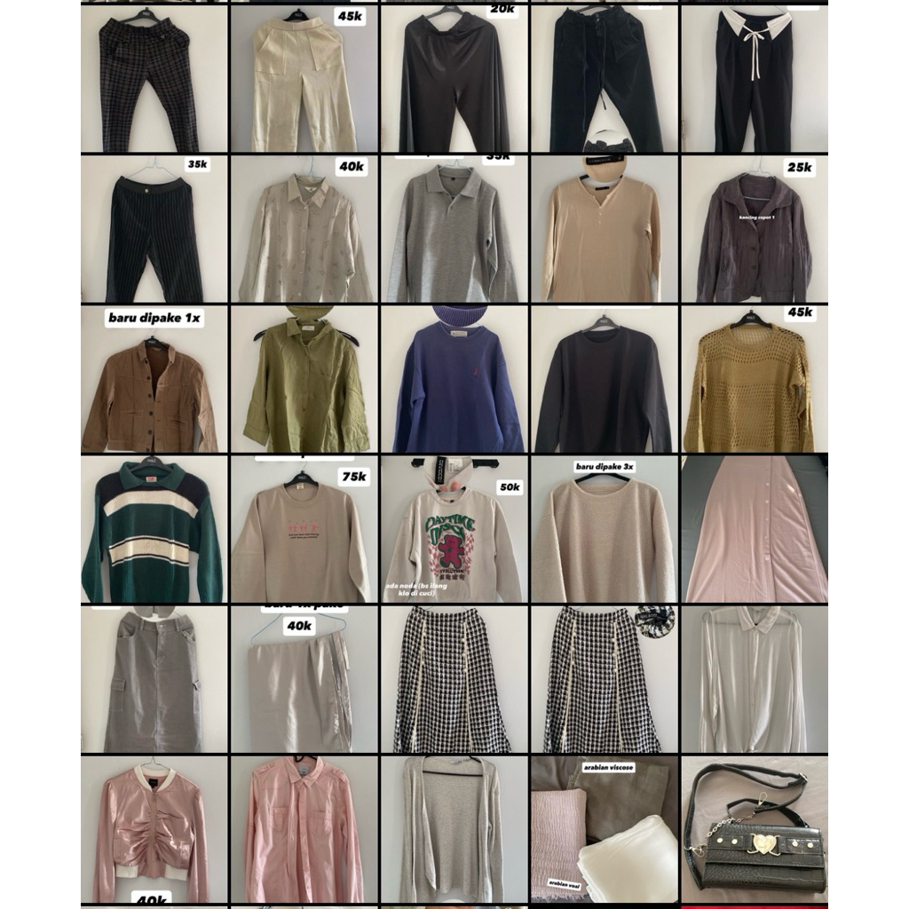 PRELOVED BAJU ATASAN CELANA TAS WANITA UNDERPRICE NEGO KOREAN CLEAN OLDMONEY OUTFIT OOTD KULIAH