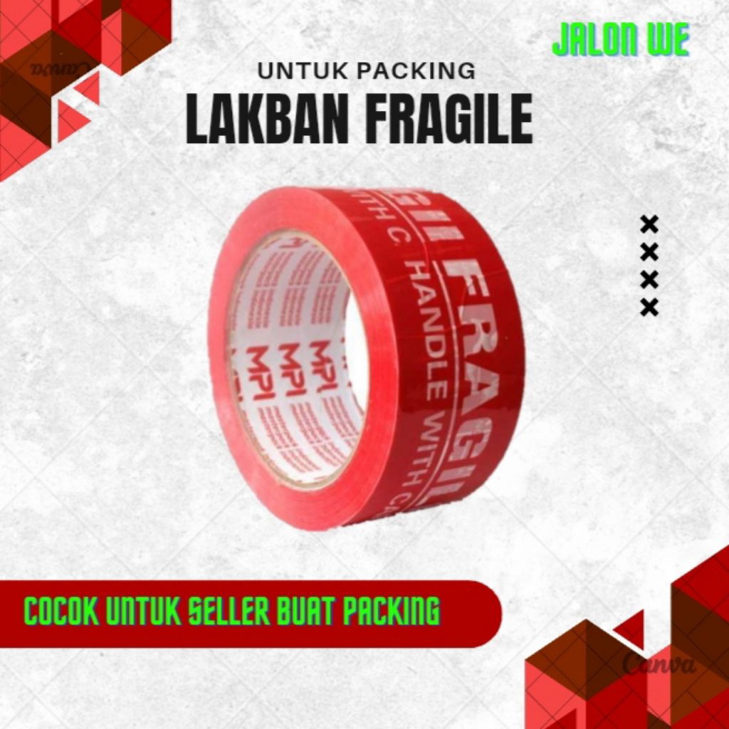 

Lakban Fragile Merah 48mm x 90 Yard – Handle With Care / Jangan Dibanting