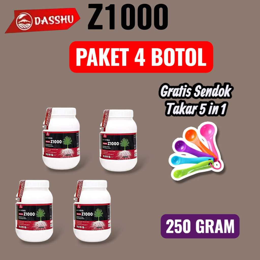 Terbaik Dasshu Z1000 Jepang Original 250 Gram Paket 4 Botol Bonus 1 Set Sendok Takar Pupuk Organik