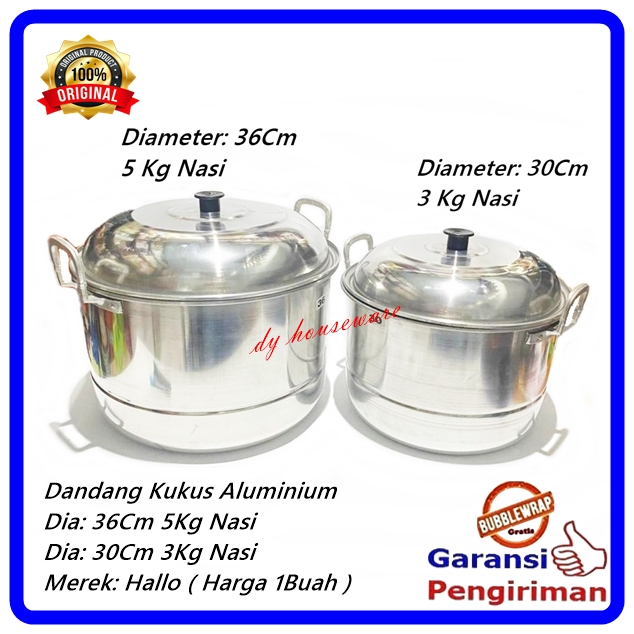Dandang Kukus Aluminium Dia. 36 Cm 5Kg Nasi Panci Kukus Nasi Alma Tebal 30Cm 3Kg Nasi  Merek Hallo