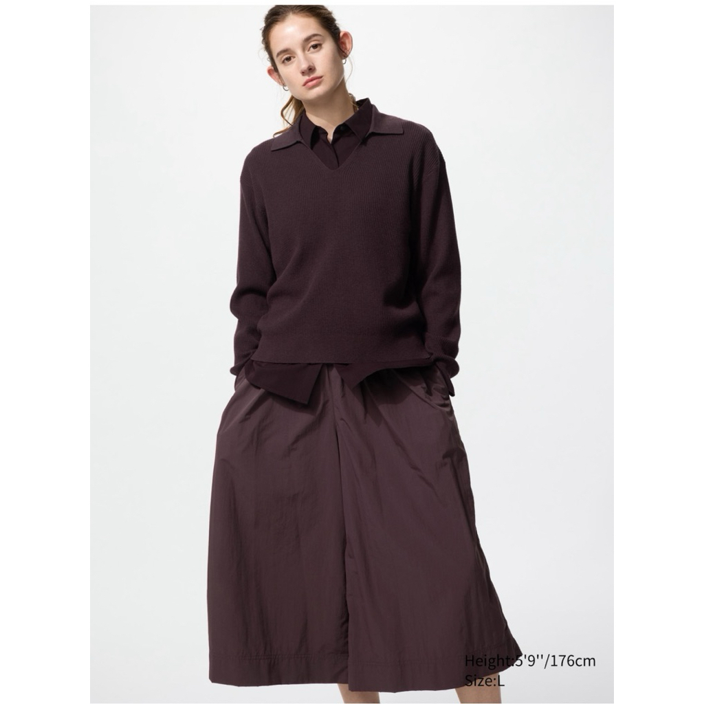 WOMEN Sweater Polo Rib Rajut Washable (Matching Set) UNIQLO