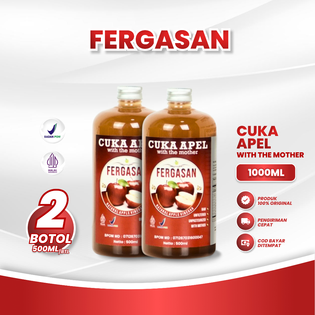 

Fergasan Cuka Apel 500 Ml 2 Botol - With Mother