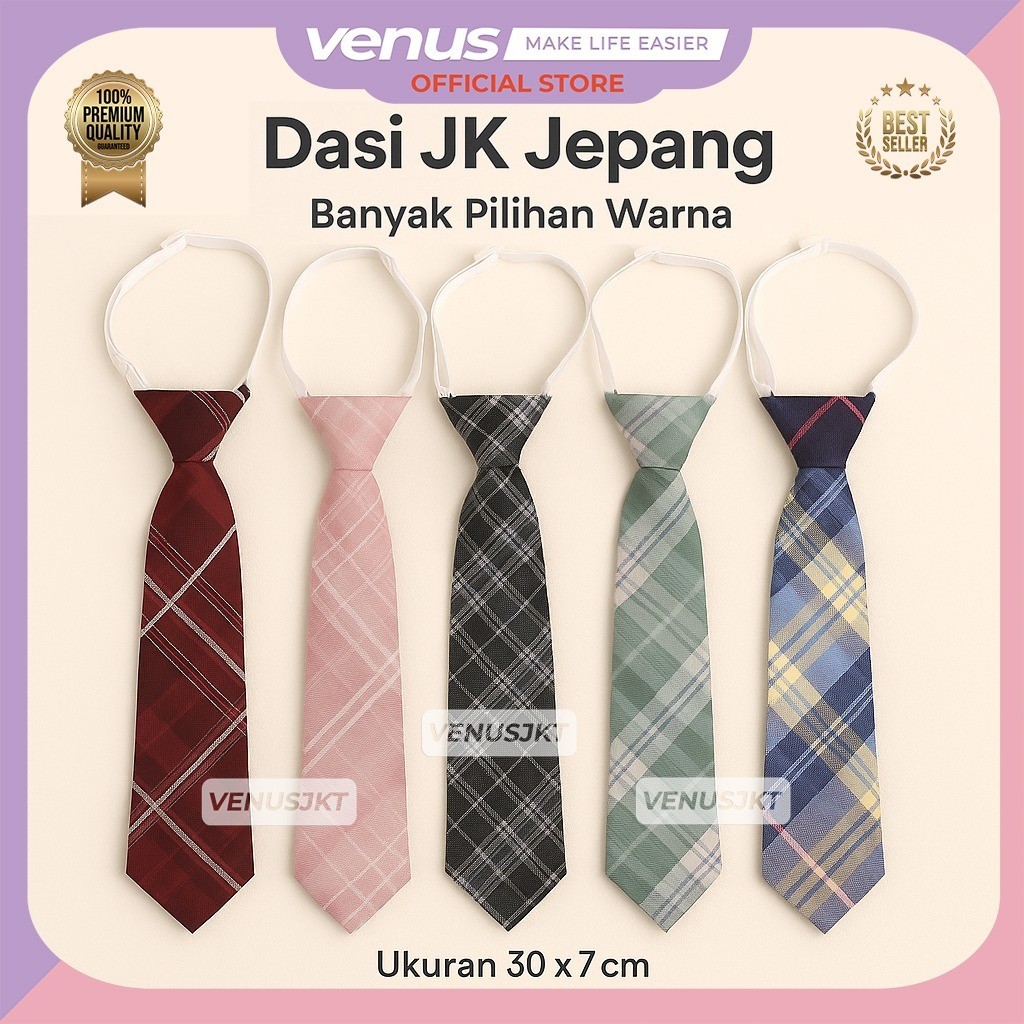 VENUSJKT - Dasi Wanita Korean Style Panjang Dasi JK Cewek Cosplay Sekolah Rework Y2K Seragam Jepang 