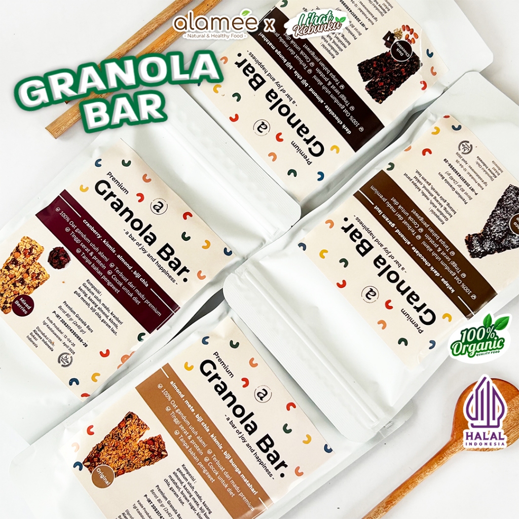 

ALAMEE Granola Bar Snackbar Cemilan Diet Healthy Snack Sehat Camilan 80gr LIHAT KEBUNKU
