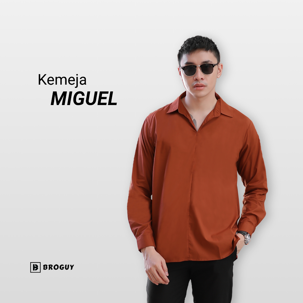 BROGUY Kemeja Miguel Lengan Panjang Pria Cotton Modal
