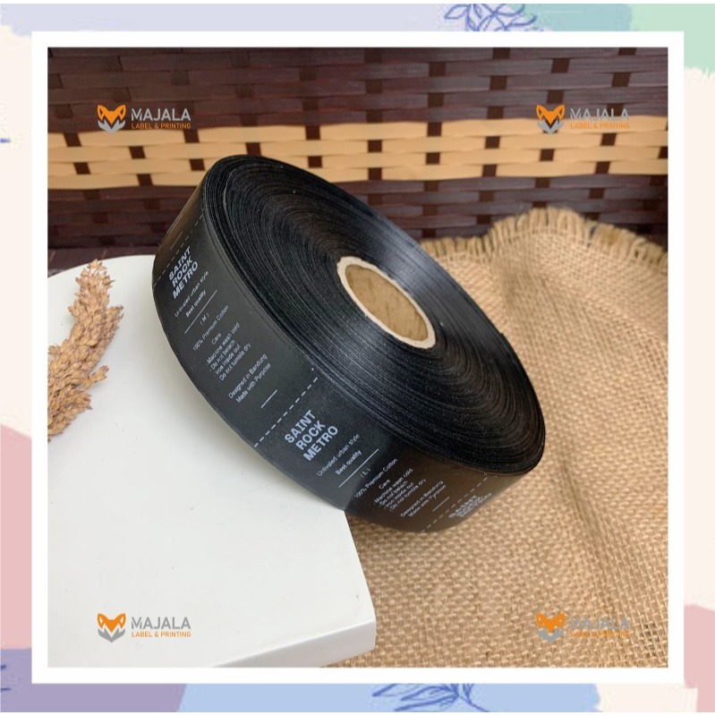 

label satin hitam label baju label pakaian label hijab label murah