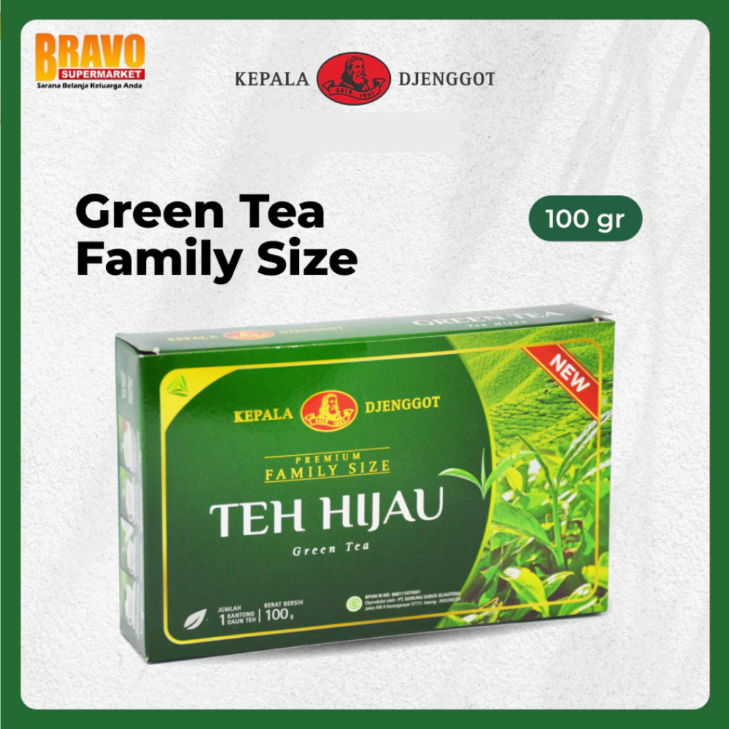 

Bravo Bojonegoro - Kepala Djenggot Green Tea Family Size 100 gr - Teh Hijau Seduh
