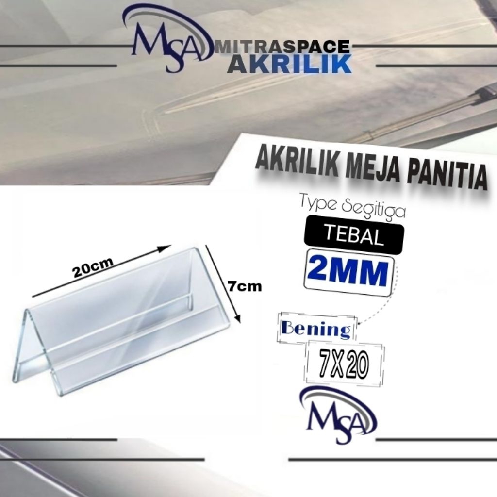 

Akrilik Papan Nama Meja Panitia uk 7x20cm Acrylic Desk Board Name