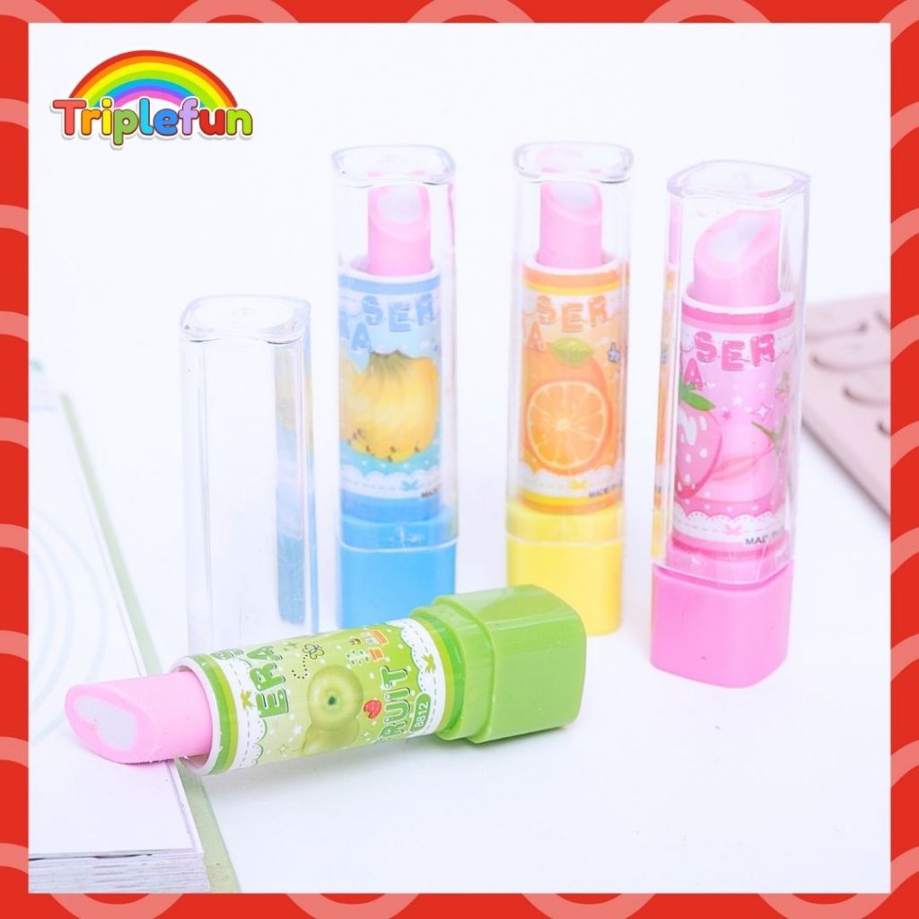 

Penghapus Putar 8812 Lipstick Buah ER-1218 Hapusan Lucu Cantik Karet Penghapus Grosir Bisa COD