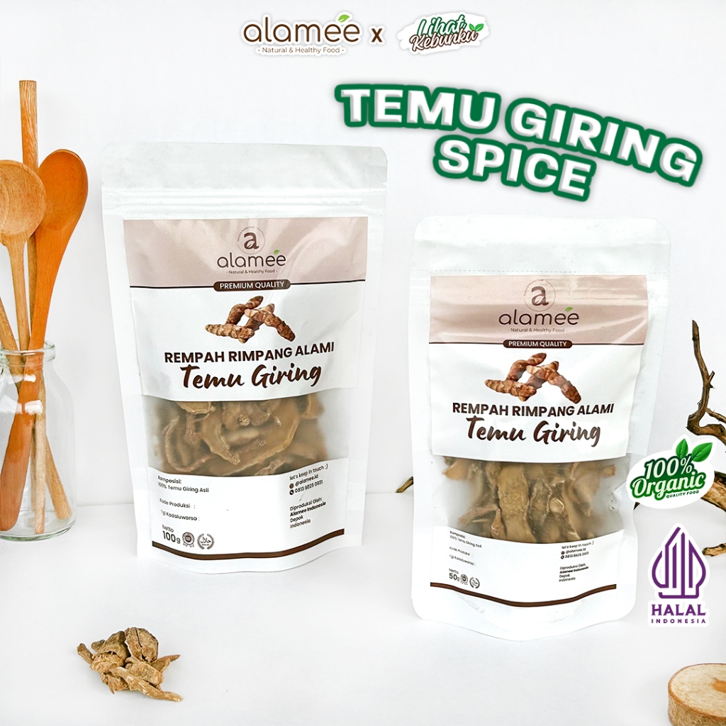 

ALAMEE Temu Giring Kering Organik Iris Kuning Gajah Rempah Rimpang Alami Bumbu Rempah Dapur LIHAT KEBUNKU