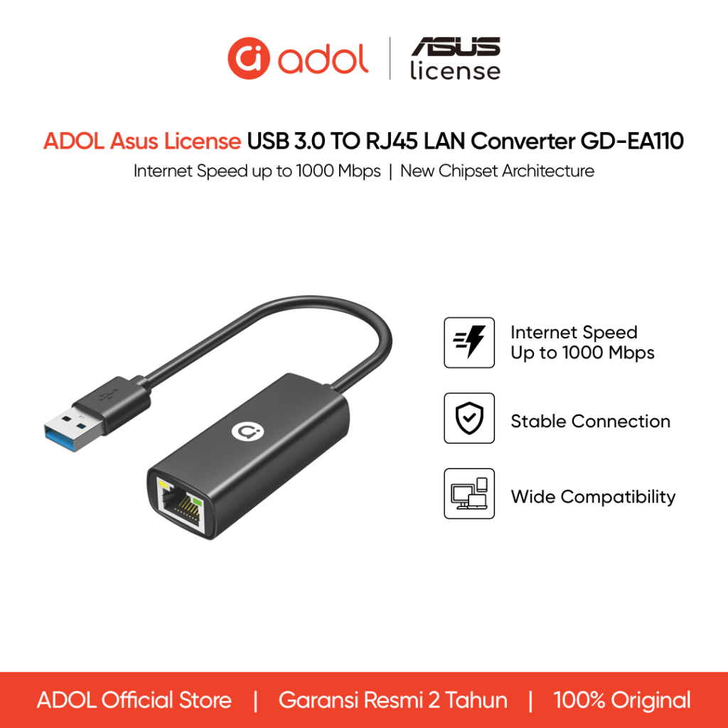 USB to LAN Adapter 1000mbps Adol ASUS License GD-EA110 Network Adapter Konektor Ethernet RJ45