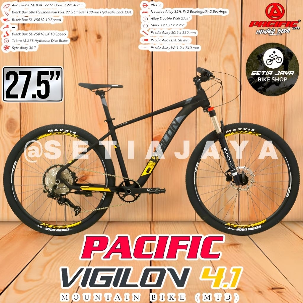 Sepeda Gunung MTB 27.5 Inch PACIFIC VIGILON 4.1 Frame Alloy, 1x10 Speed, Rem Hidrolik, Mountain Bike