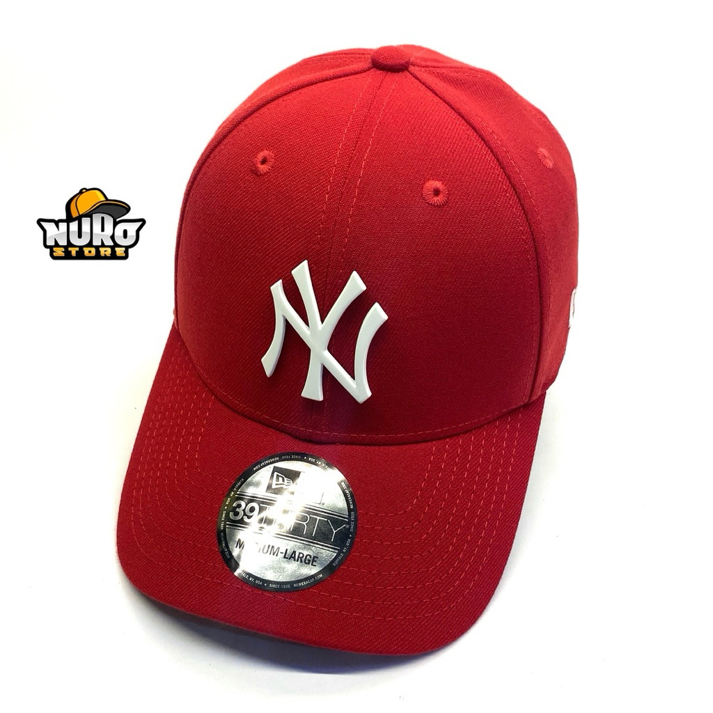 Topi New Era Original 39Thirty MLB New York NY Yankees Metal Badge Red