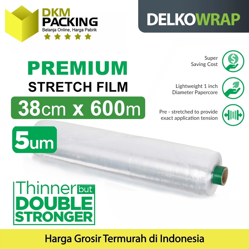 

Stretch Film BOLT 38x600m Plastik Wrapping Wraping DELKOWRAP SATUAN