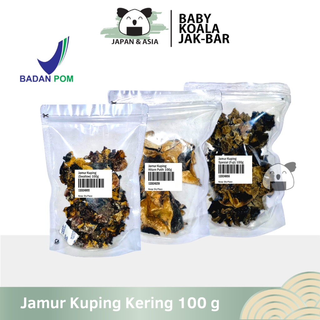

BOKNI JAMUR KUPING KERING 100 g | Swallow Hitam Putih Fuji Black Fungus -Kembangan