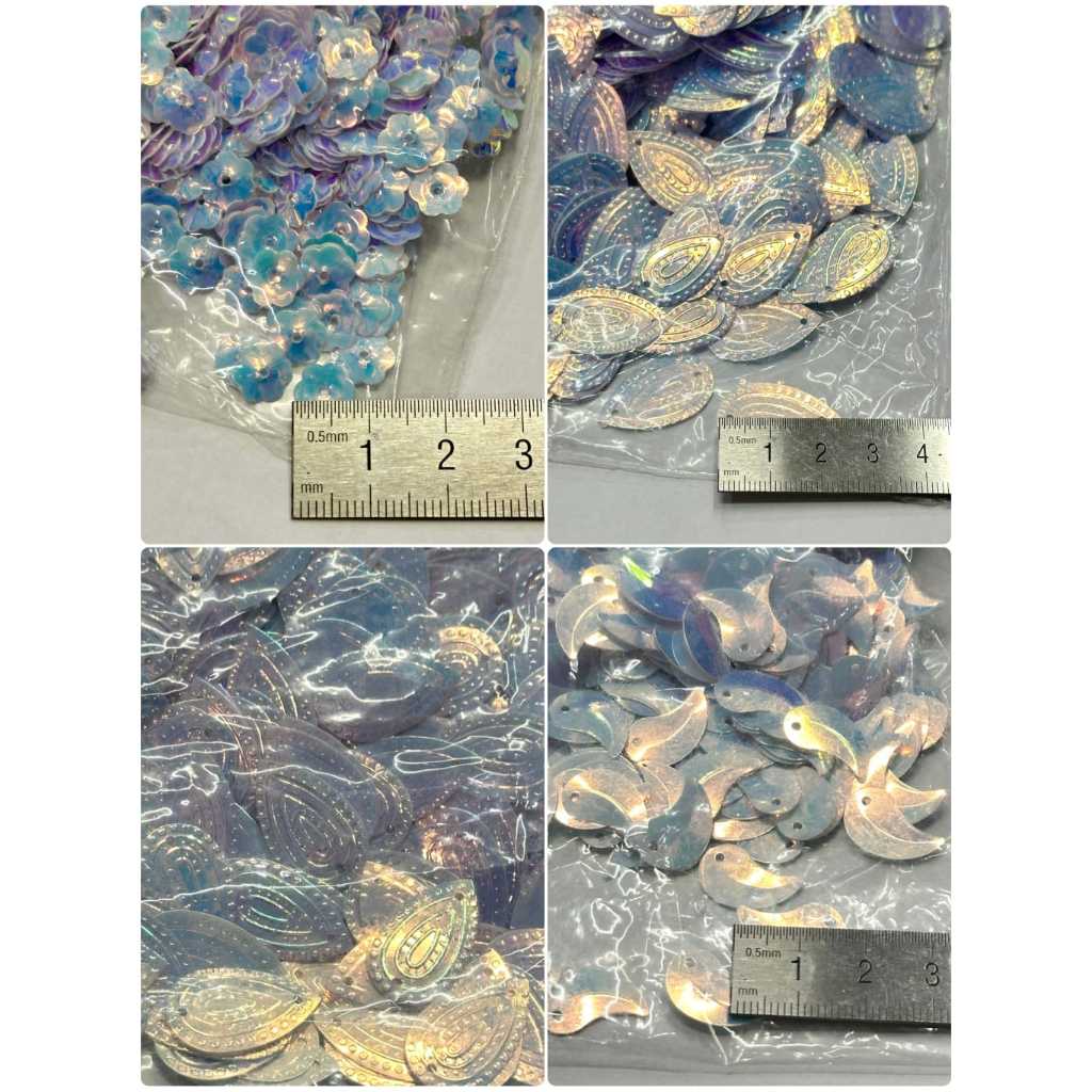 [450 Gram] Payet Ramboci Sequin Per Pon Bunga Sabit Tetes Berbagai Bentuk Jahit Baju