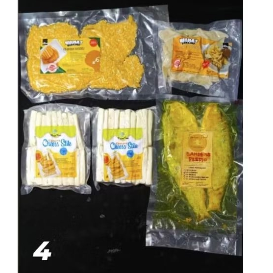 

Paket Hemat Dbaloy No.4 | chiken katsu 1,tahu walik 1,chees stik 2,presto frozen 1