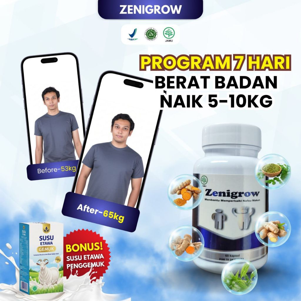 Zenigrow Penggemuk Herbal vitamin gemuk sehat alami