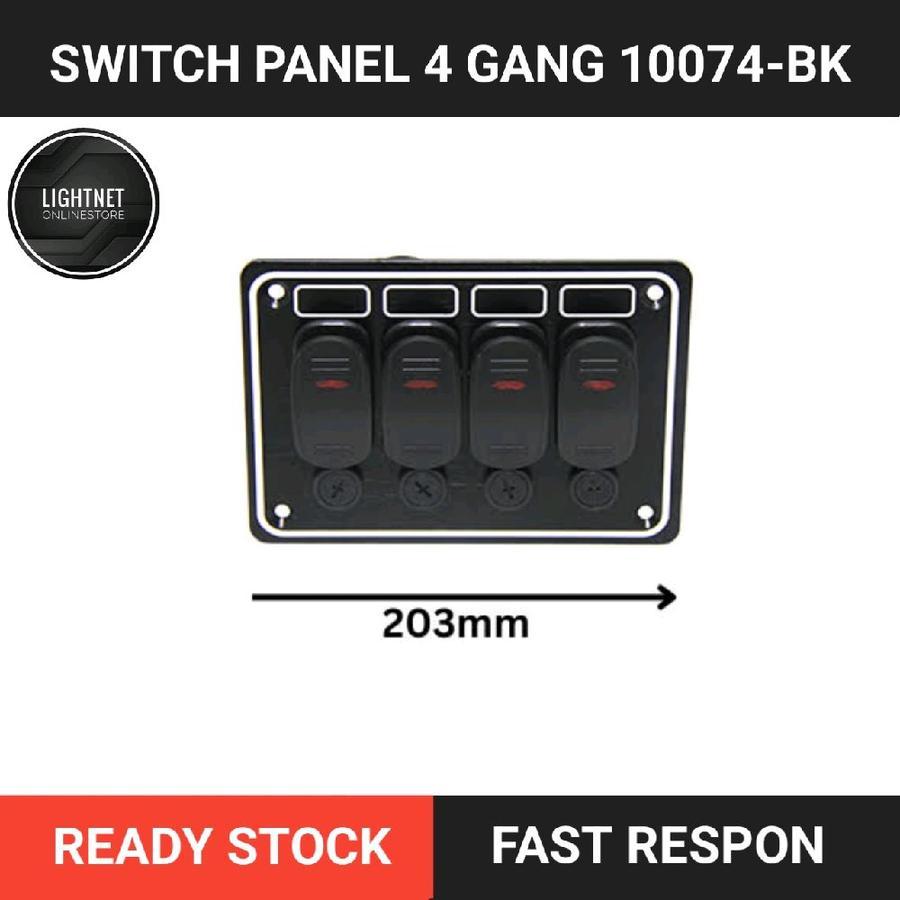 Saklar Switch Panel 4 Gang 10074-BK Waterproof / Panel Listrik DC Kapal / Saklar Anti Air