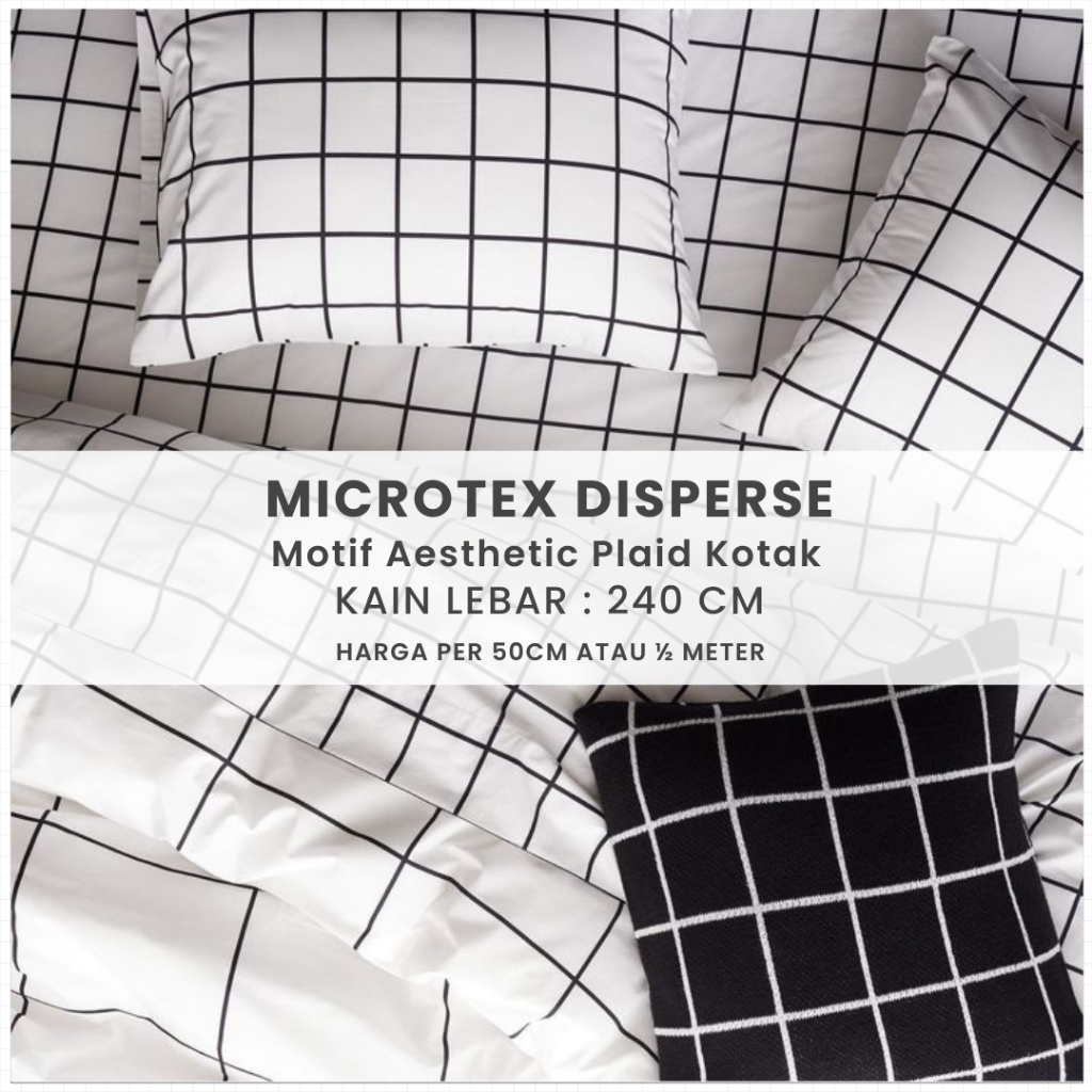 KAIN KATUN POLYMICRO / POLIMICRO / MICROTEX DISPERSE KAIN SPREI AESTHETIC METERAN MOTIF PLAID / KOTA