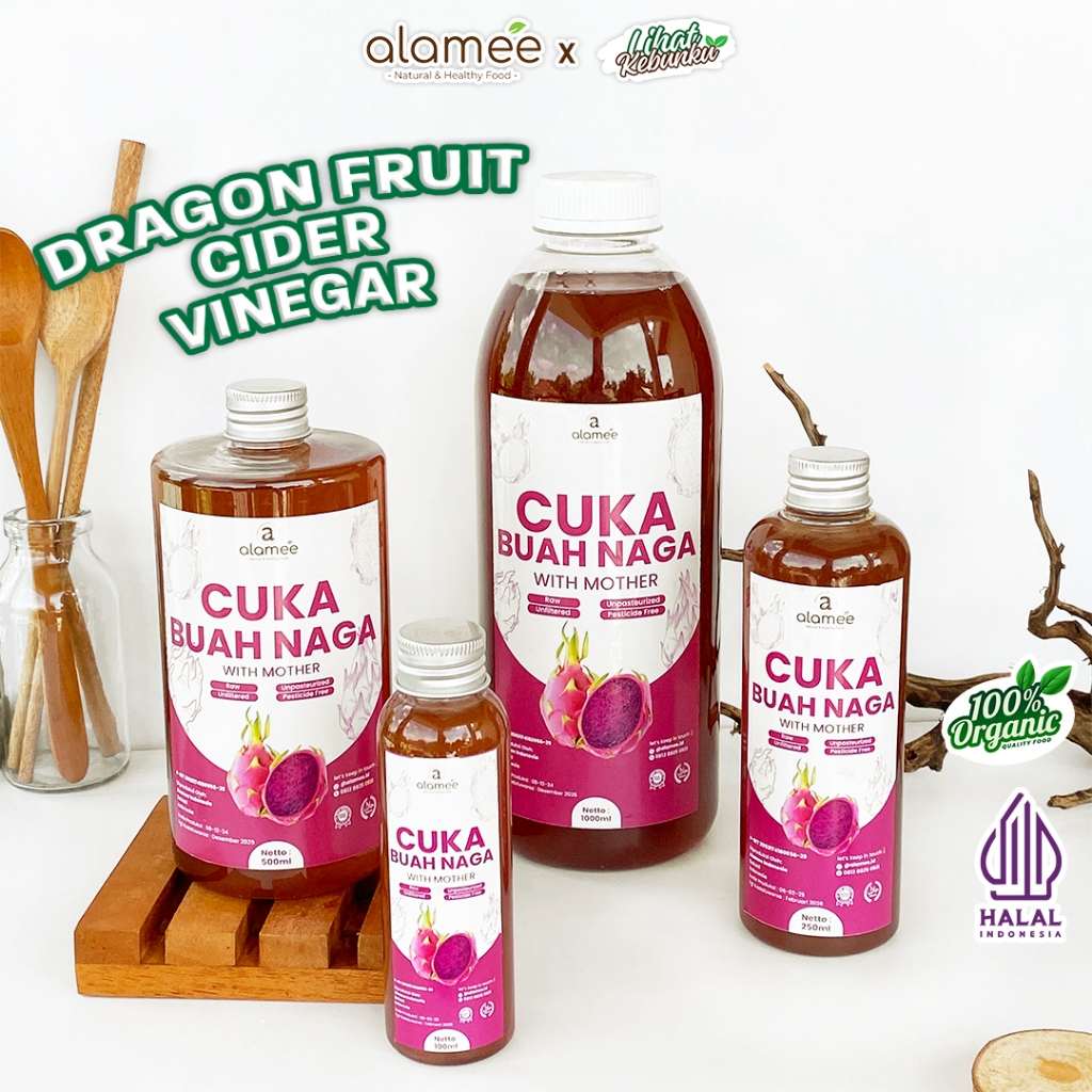 

ALAMEE Cuka Buah Naga Organik Original Dragon Fruit Cider Vinegar With Mother Fermentasi Probiotik LIHAT KEBUNKU
