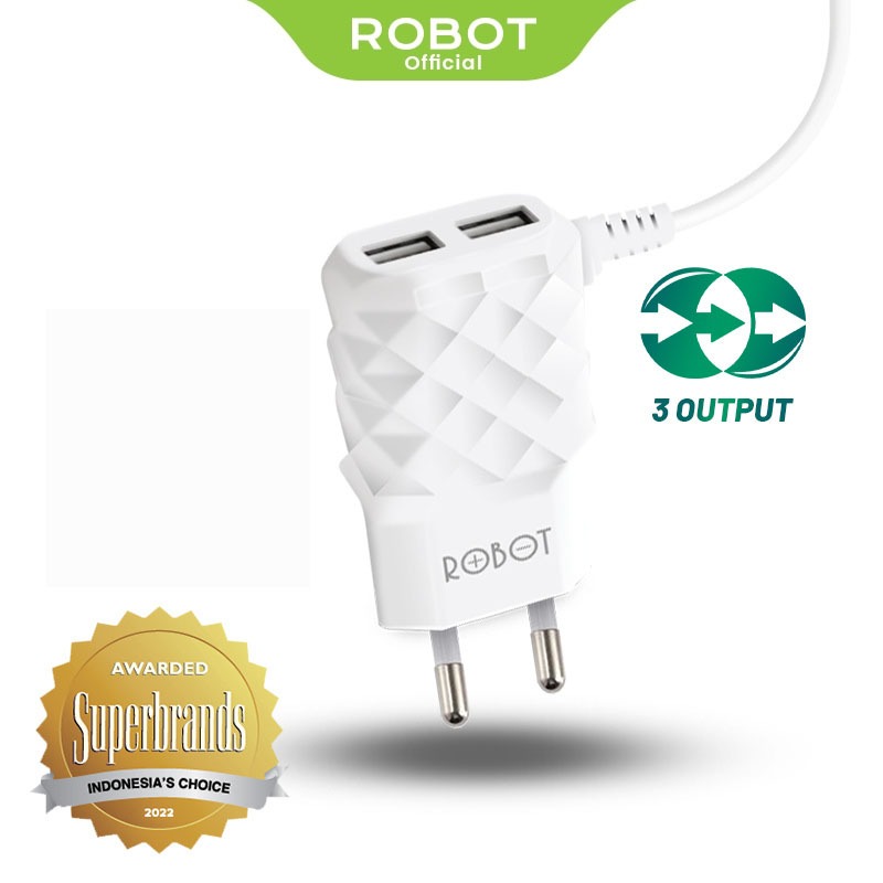 ROBOT Kepala Charger Fast Charging Adaptor Charger Kabel Micro for Android RT-K5 Original - Garansi 