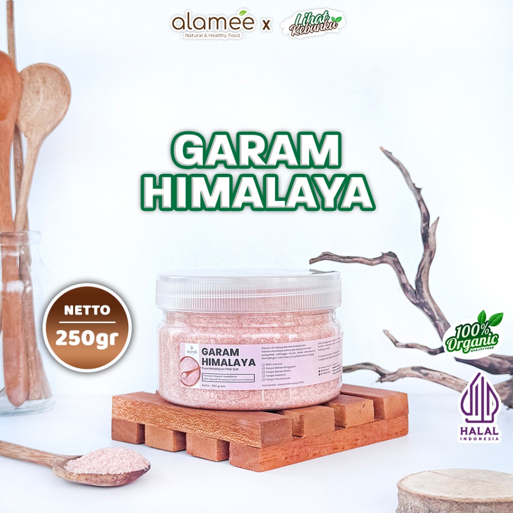 

ALAMEE Garam Himalaya Himalayan Pink Salt Mini Asli Pakistan 250g lihat kebunku