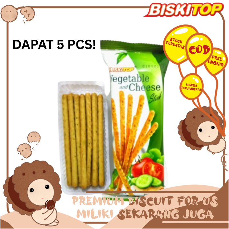 

BISKITOP - VEGETABLE STICK 50g Biskuit Anak Biscuit Stik Sayuran Keju Stick Asin Snack Murah Lebaran Goodybag