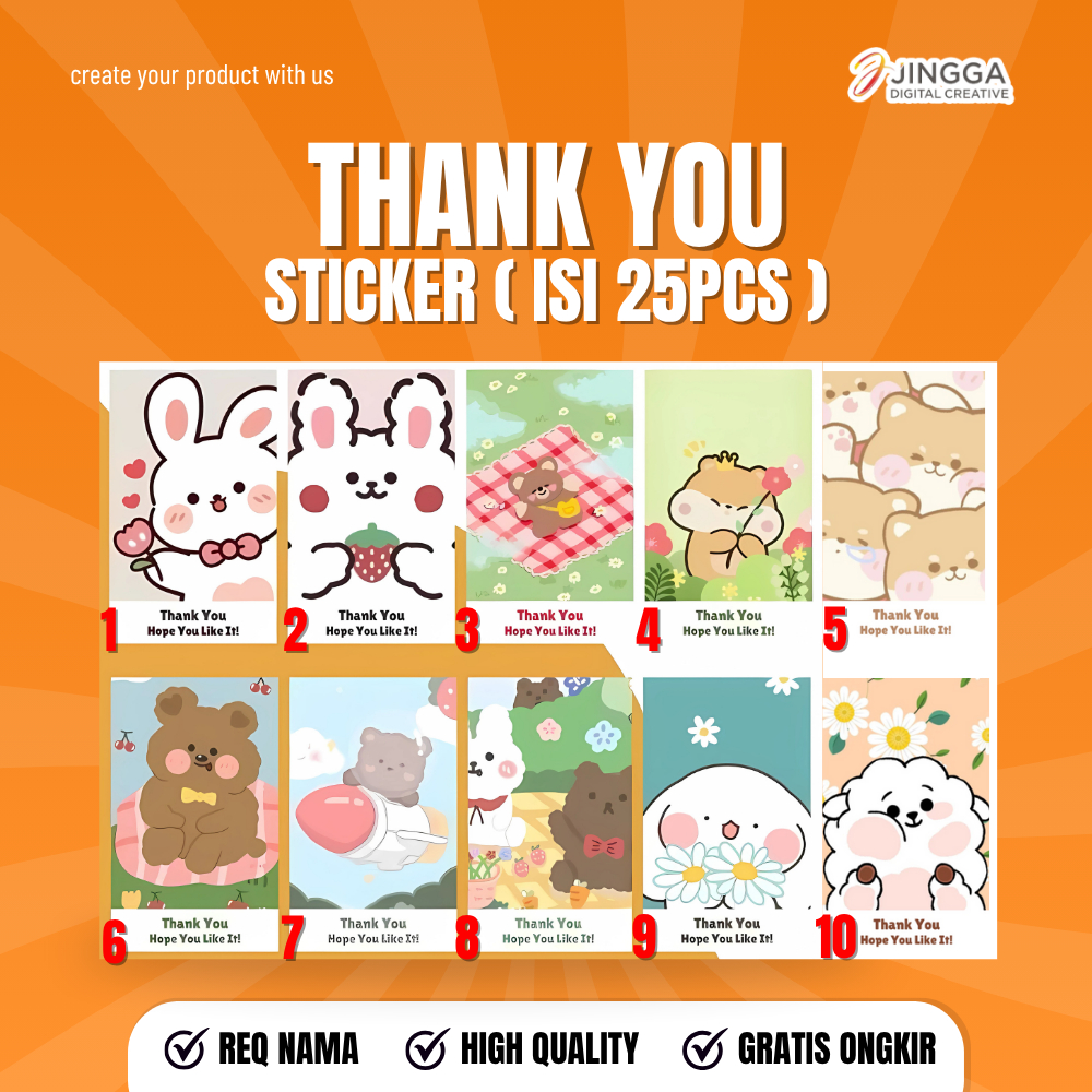 

[1 PACK ISI 25 PCS] Stiker Thank You Seal 9x5.5cm Stiker Segel Seal Box Stiker Terima kasih Sabuk Terima kasih