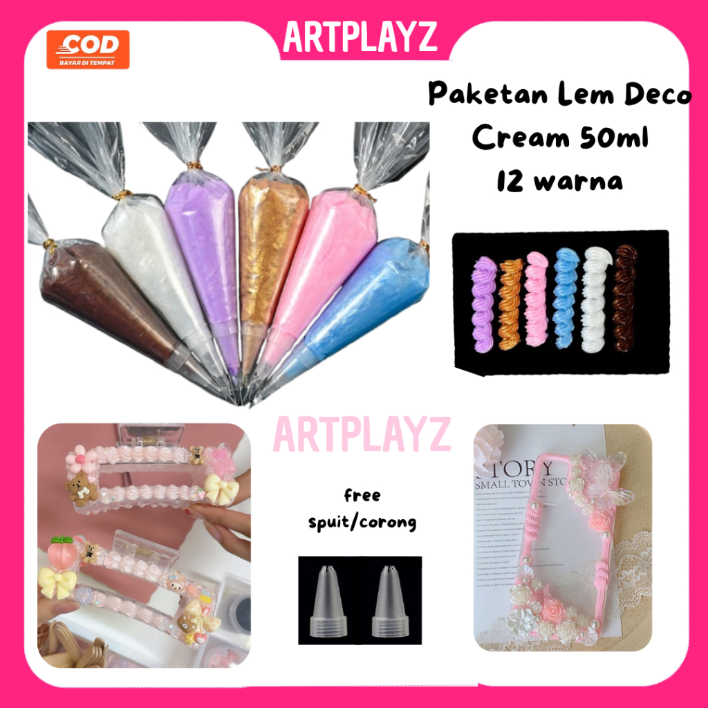 

ALL50GLOSS 12 warna Lem Deco Cream Glossy Uk. 50 ML FREE Spuit Varian