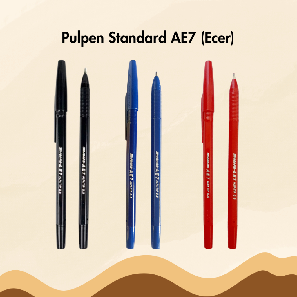 

Pulpen Standard AE7 0.5 mm Hitam Biru Merah Per Pcs Satuan Bolpen Bolpoin Ballpoint Pena Pen