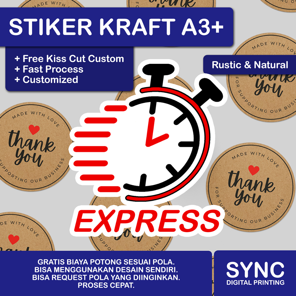 

EXPRESS Cetak Stiker Kraft A3 Plus Kiss Cut