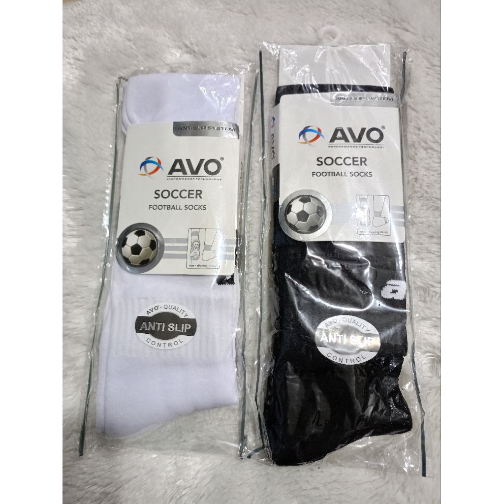 KAOS KAKI BOLA PANJANG AVO KAOS KAKI FOOT BALL SOCK PUTIH HITAM SEPAK BOLA