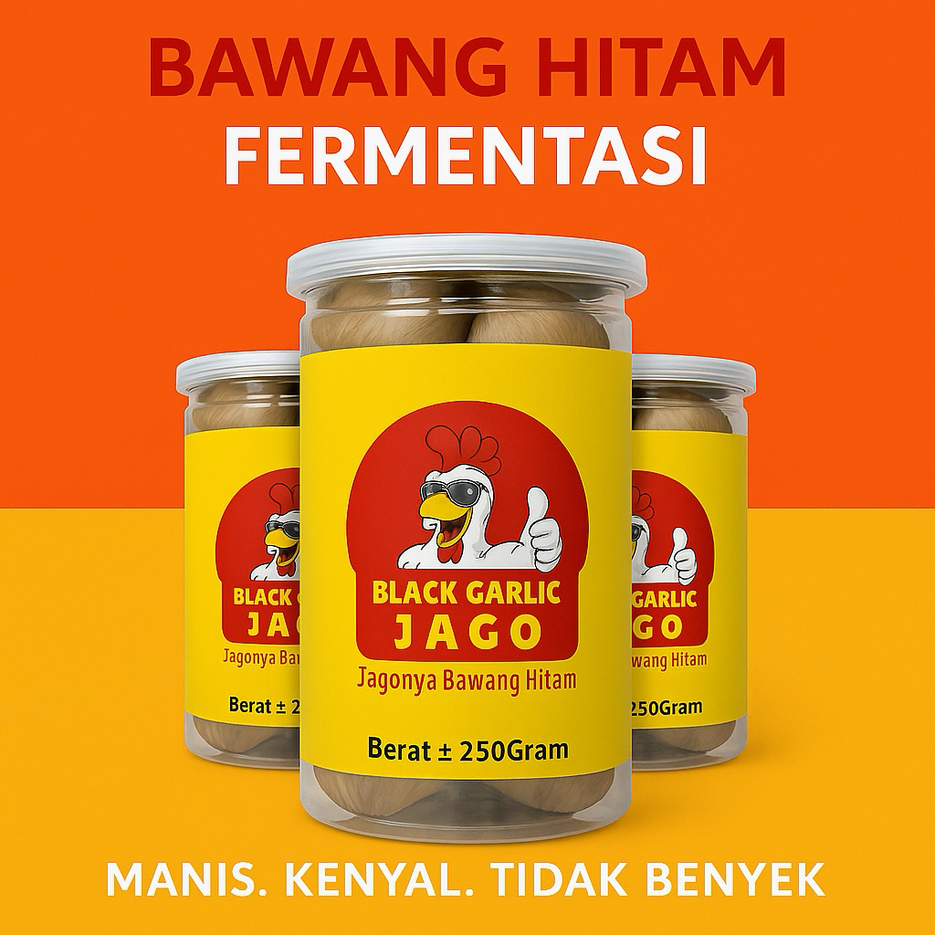 

Bawang Hitam Fermentasi | Bawang Tunggal Jumbo 750 gram.| @250gram x 3Botol