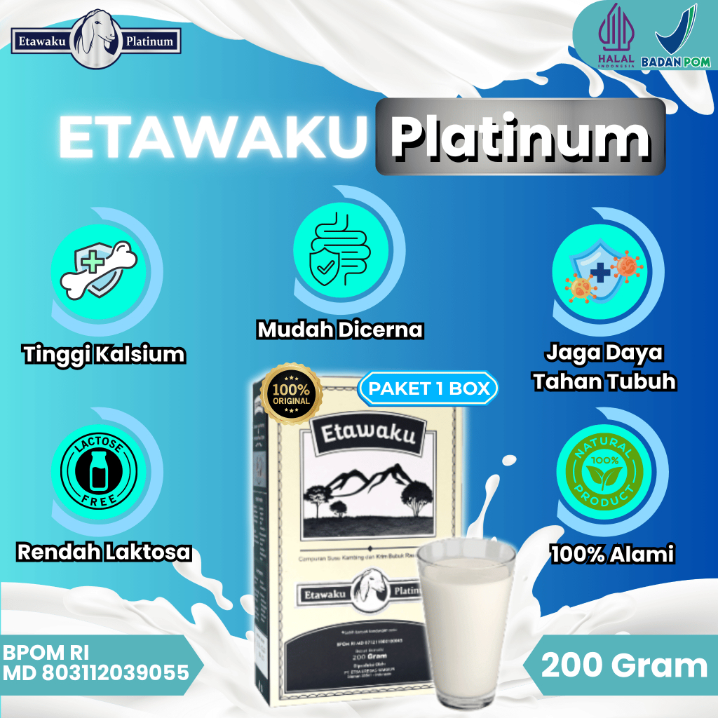 

Susu Kambing Etawaku Platinum – Rendah Laktosa, Tinggi Kalsium, Aman untuk Semua Usia