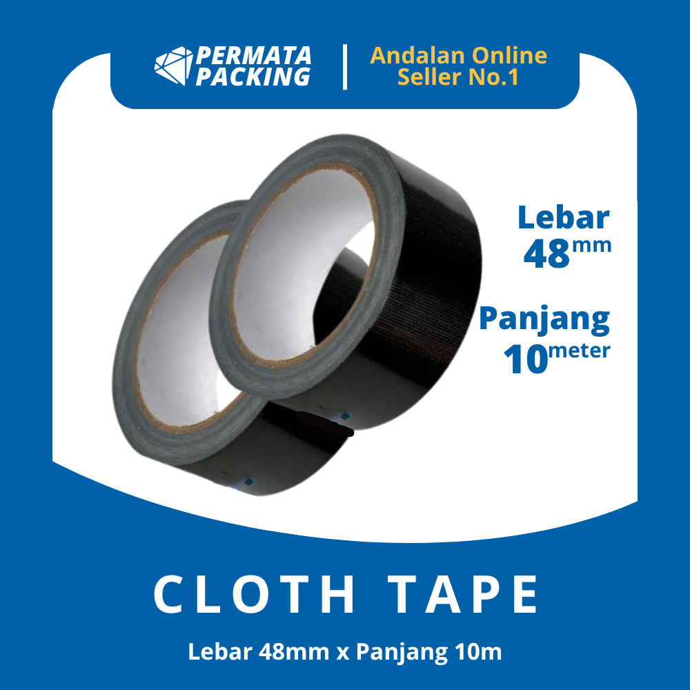 

Clotch Tape Lakban Kain Warna Hitam Ukuran 48 mm dan 36 mm