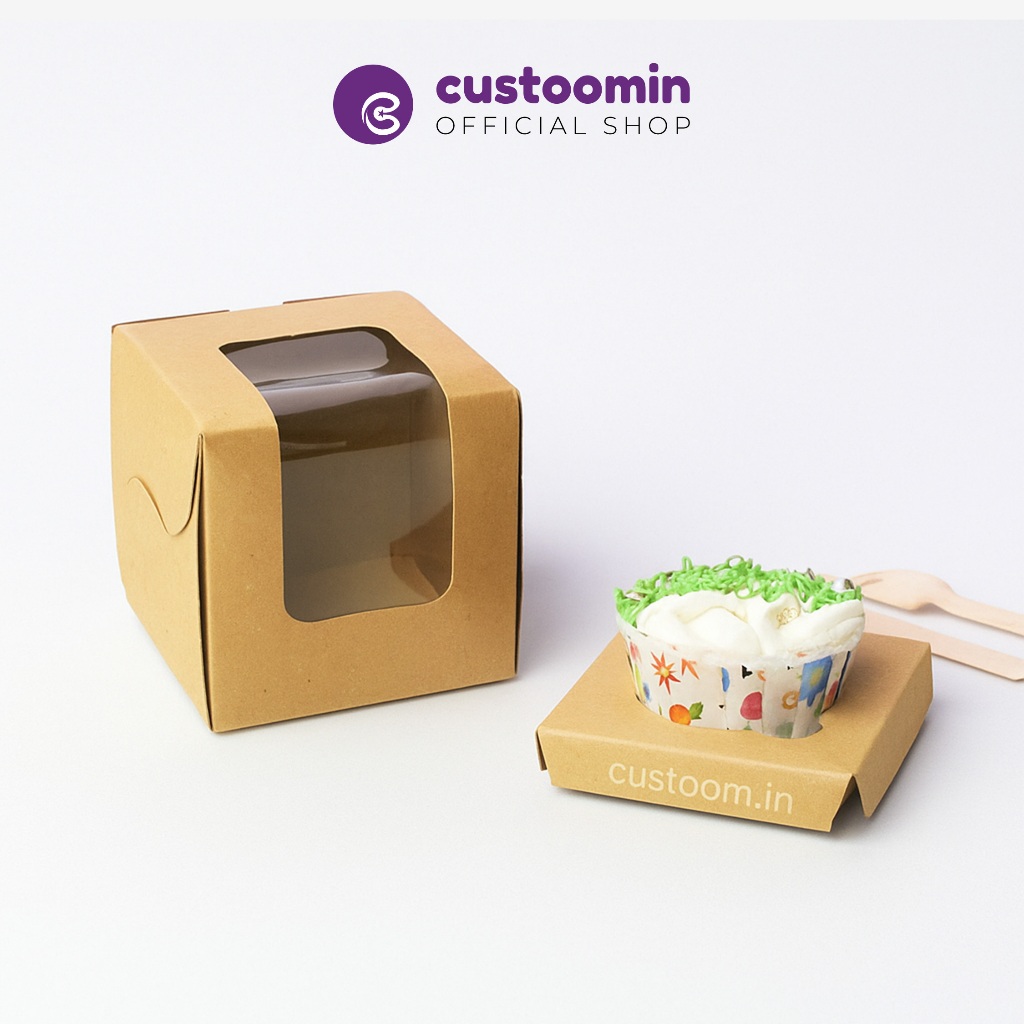 

999 Kotak Cupcake Isi 1 (Uk.9x9x9 cm) - Box Cupcake Isi 1 - Kardus Muffin | Custoom.in