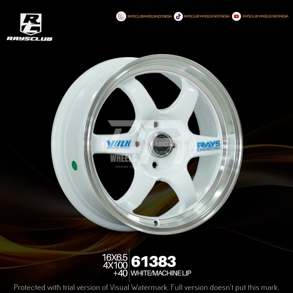 Velg mobil model te37 ring 16 lebar 65 hole 4x100 et 40 warna white