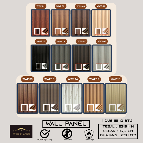 Wira Plafon PVC - Wood Wall Panel WPC / Dekorasi Dinding / Wall Decor - 2,9 Meter - High Quality - p