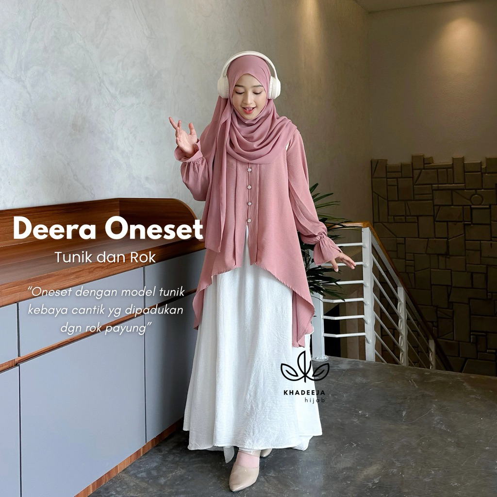 Setelan Tunik Muslimah One Set Atasan Rok Panjang Baju Lebaran Wanita