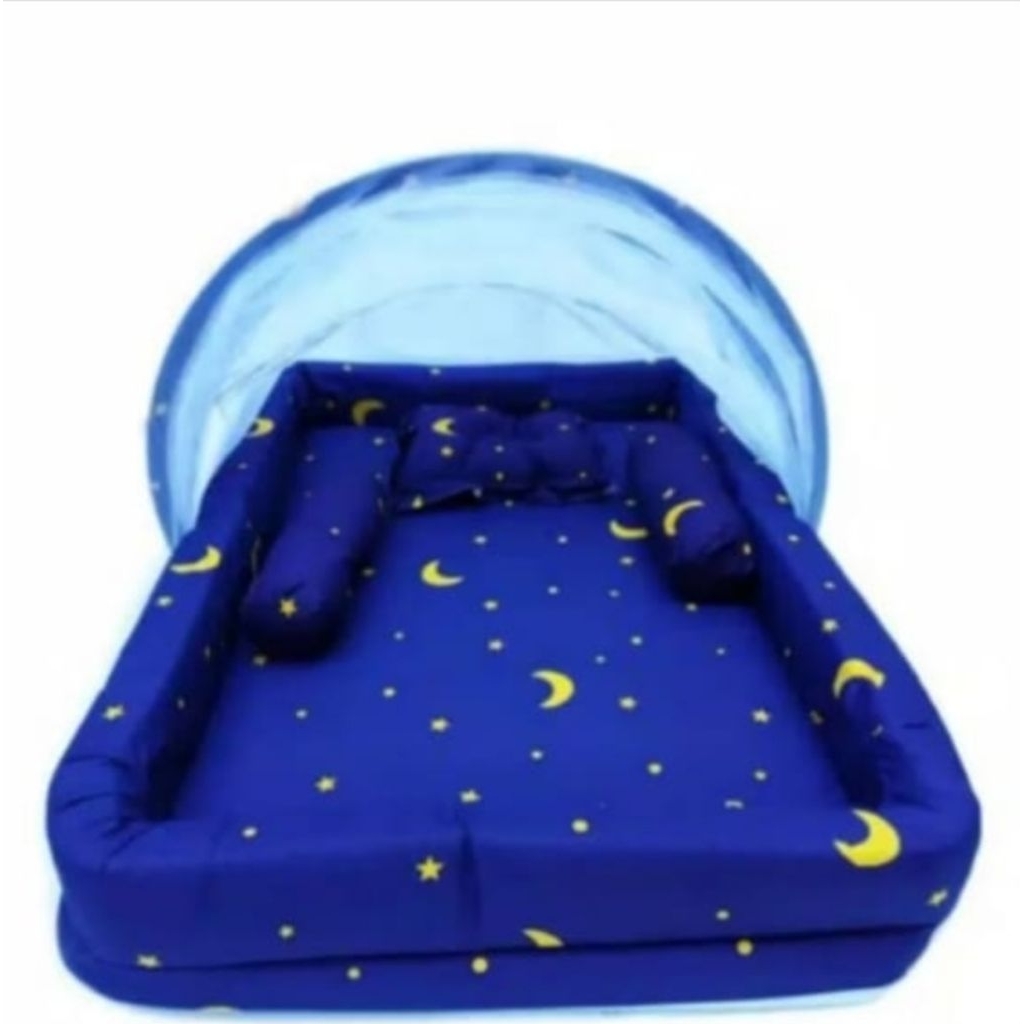 Kasur Kelambu Bayi Set Bantal Guling PREMIUM / Kasur Lipat Kelambu Bayi / Kasur Kelambu