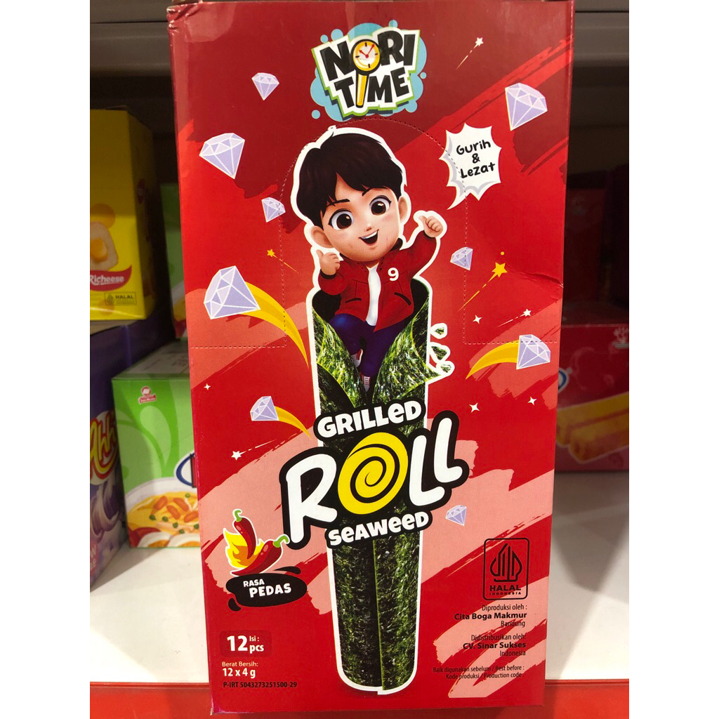 

Nori Time Roll Grilled Seaweed Rasa Pedas 12 x 4g isi 12pc