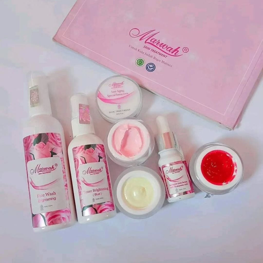 SEMUA PAKET MARWAH SKINCARE KRIM MALAM KLINIK BPOM PLATINum anti agkng slecial bright tea tree aging