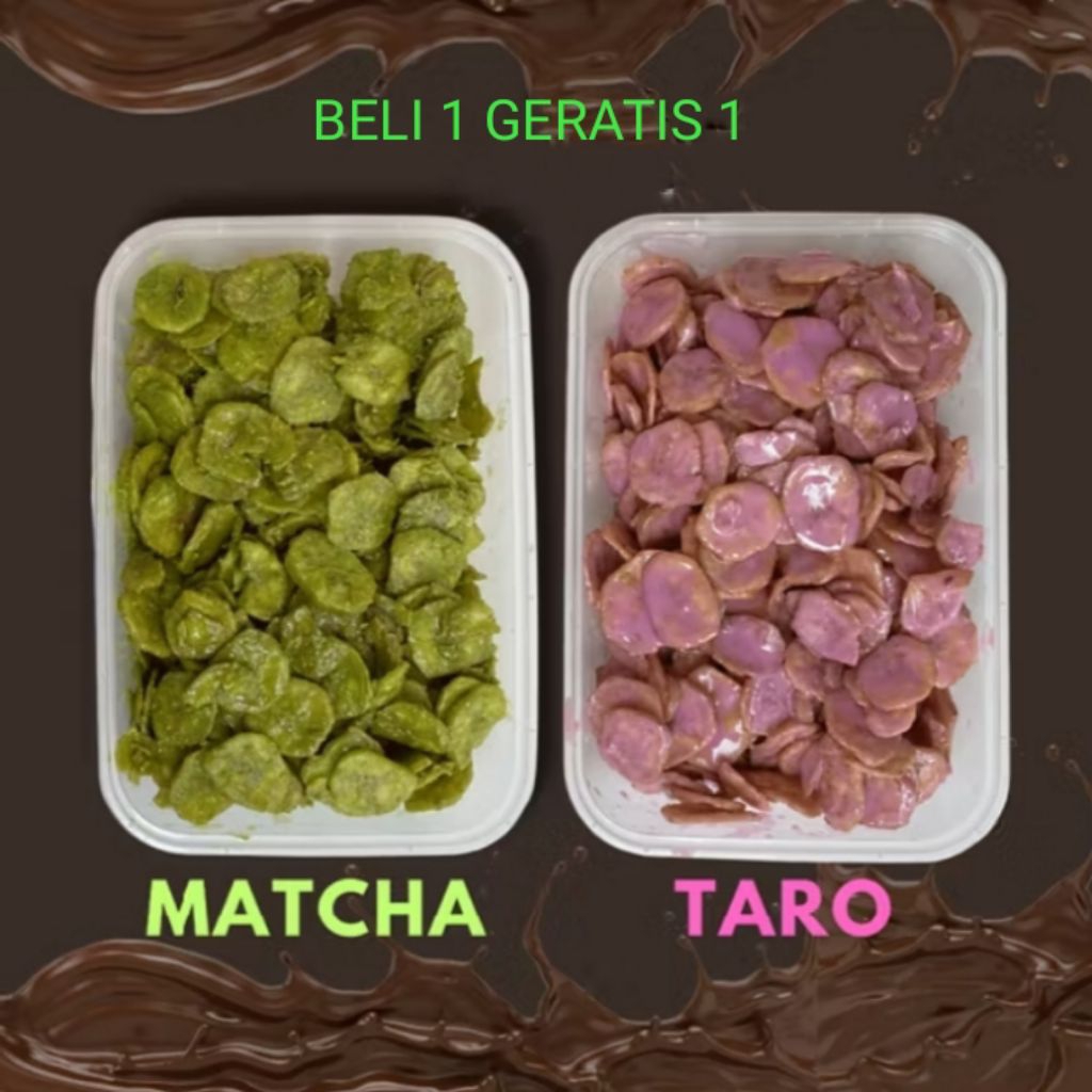 

(taro+matcha)PAKET SUPER HEMAT 250GRAM KERIPIK PISANG COKLAT CEMILAN VIRAL DAN COKLAT NYA TEBAL
