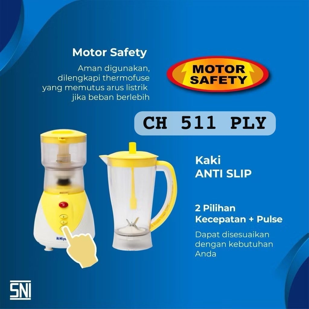 BLENDER CHOPER MIYAKO 2IN1 PLASTIK CH 511 PLY KAPASITAS 1.5L
